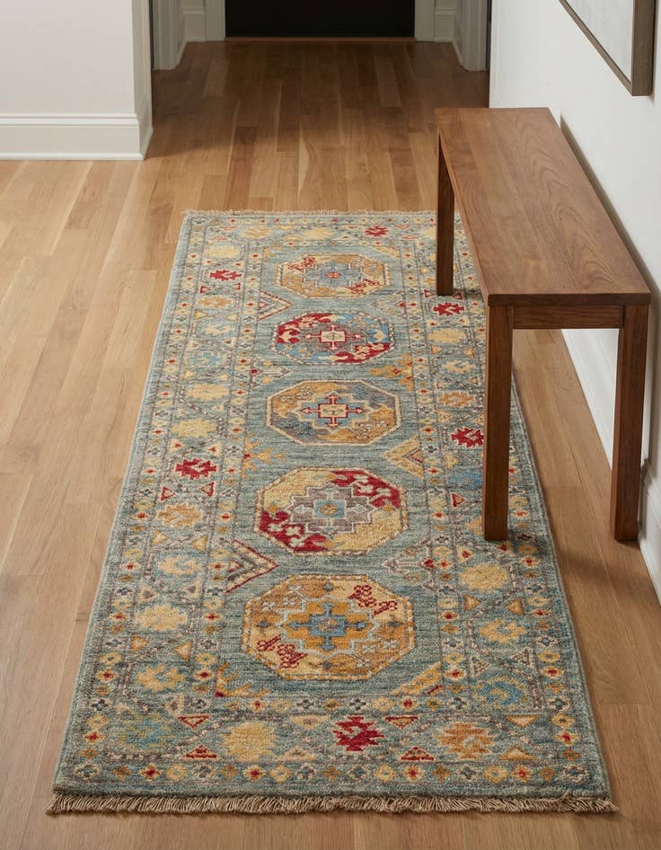 Detail image of 2' x 4' 10 Hand Knotted Kazak Runner Rug