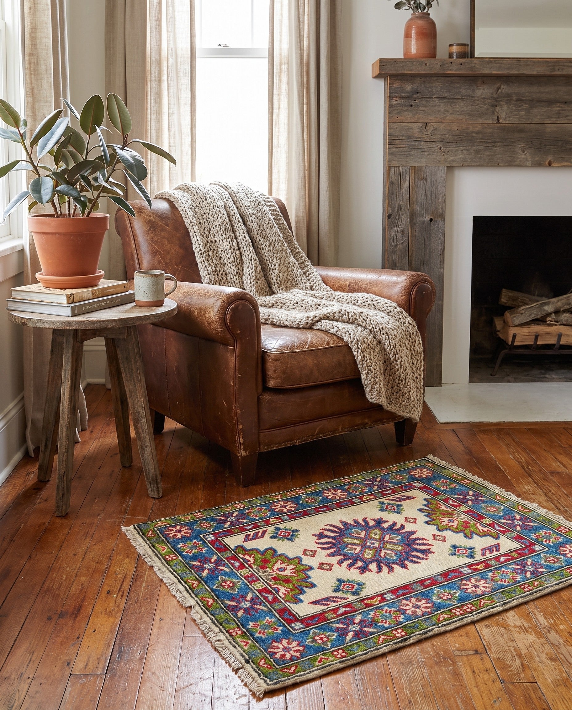 2' 2 x 2' 9 Hand Knotted Kazak Rug