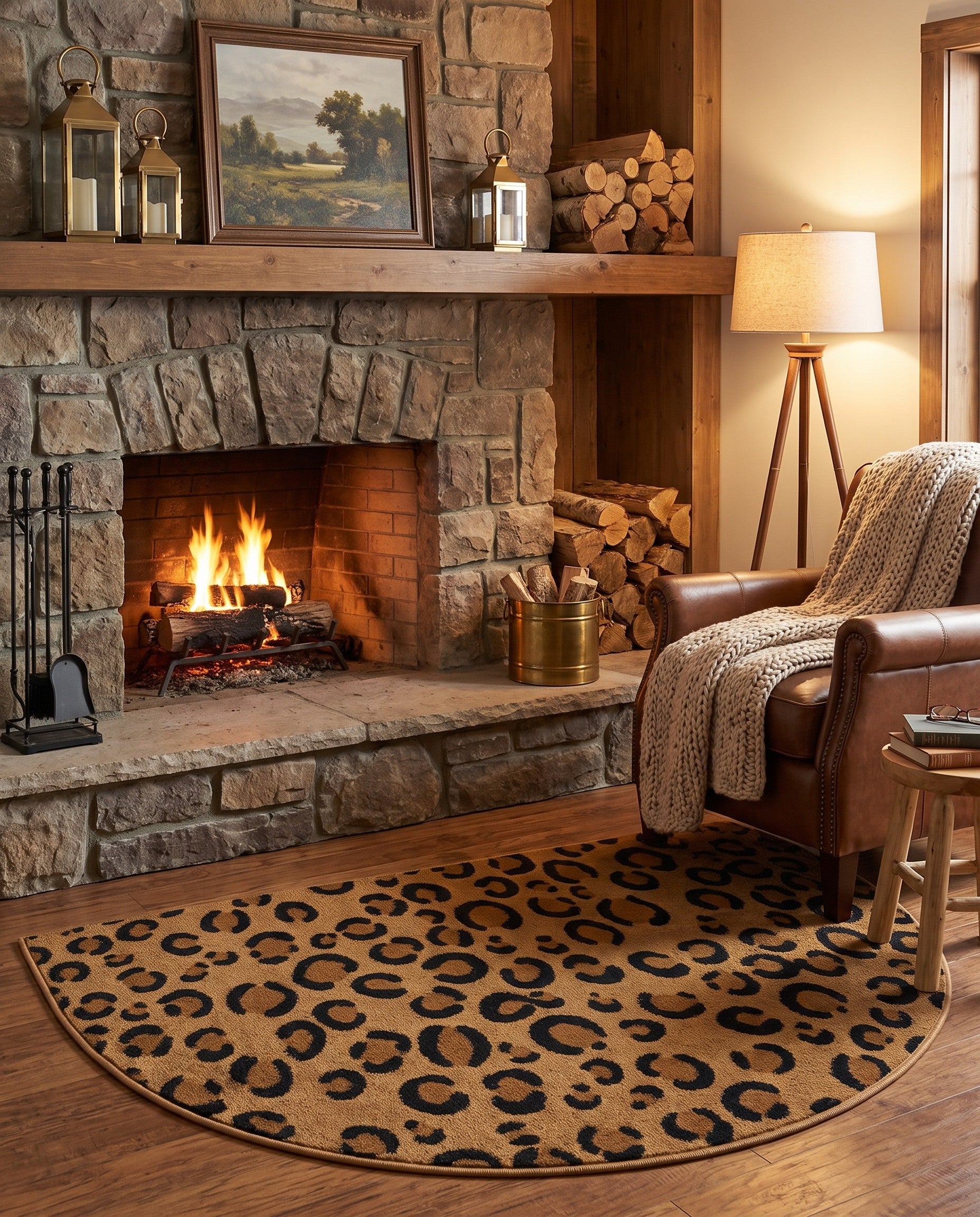 Light Brown Safari Hearth Rug