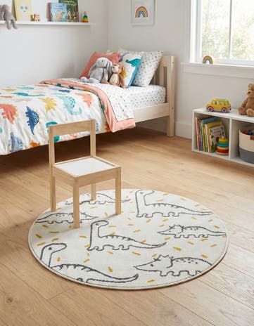 3' 3 x 3' 3 Dinosaur Whimsy Kids Round Rug