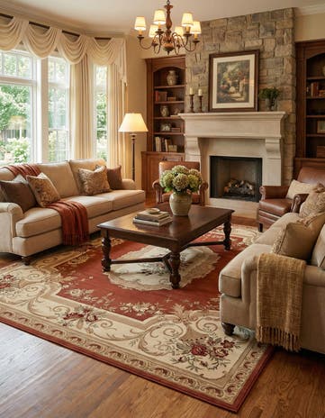 Brick Red Chateau Square Rug