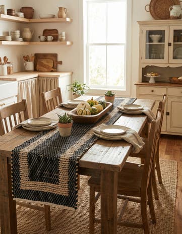1' 2 x 5' 1 Hand Woven Chindi Jute Table Runner Rug