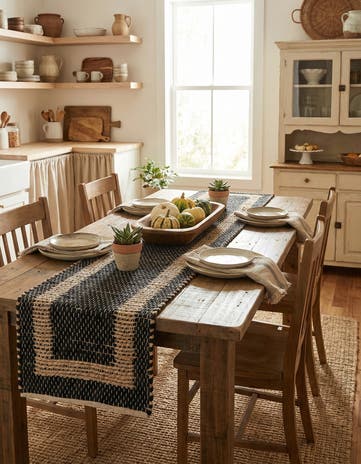 1' 2 x 5' 1 Hand Woven Chindi Jute Table Runner Rug
