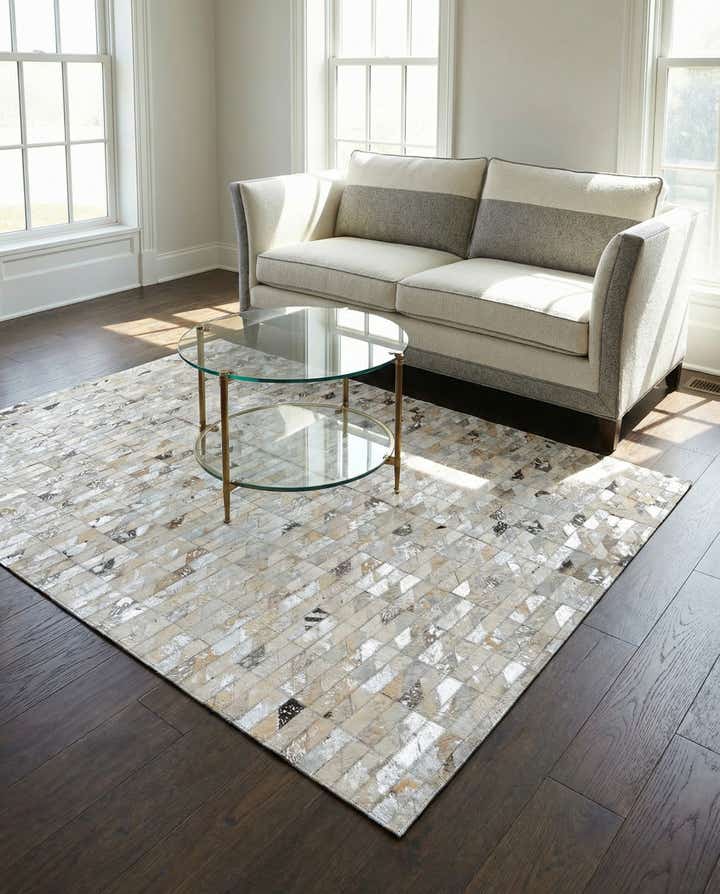 4' 6 x 6' 6 Cowhide Stocks Rug
