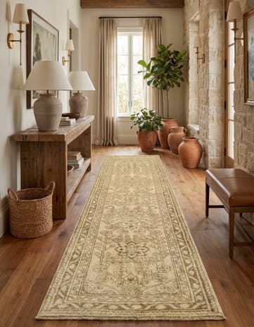 2' 7 x 10' Hand Knotted Oushak Wool Runner Rug