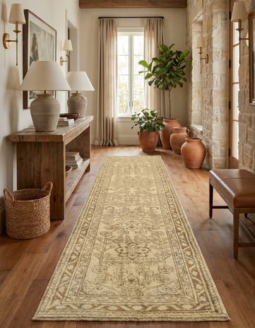 2' 7 x 10' Hand Knotted Oushak Wool Runner Rug