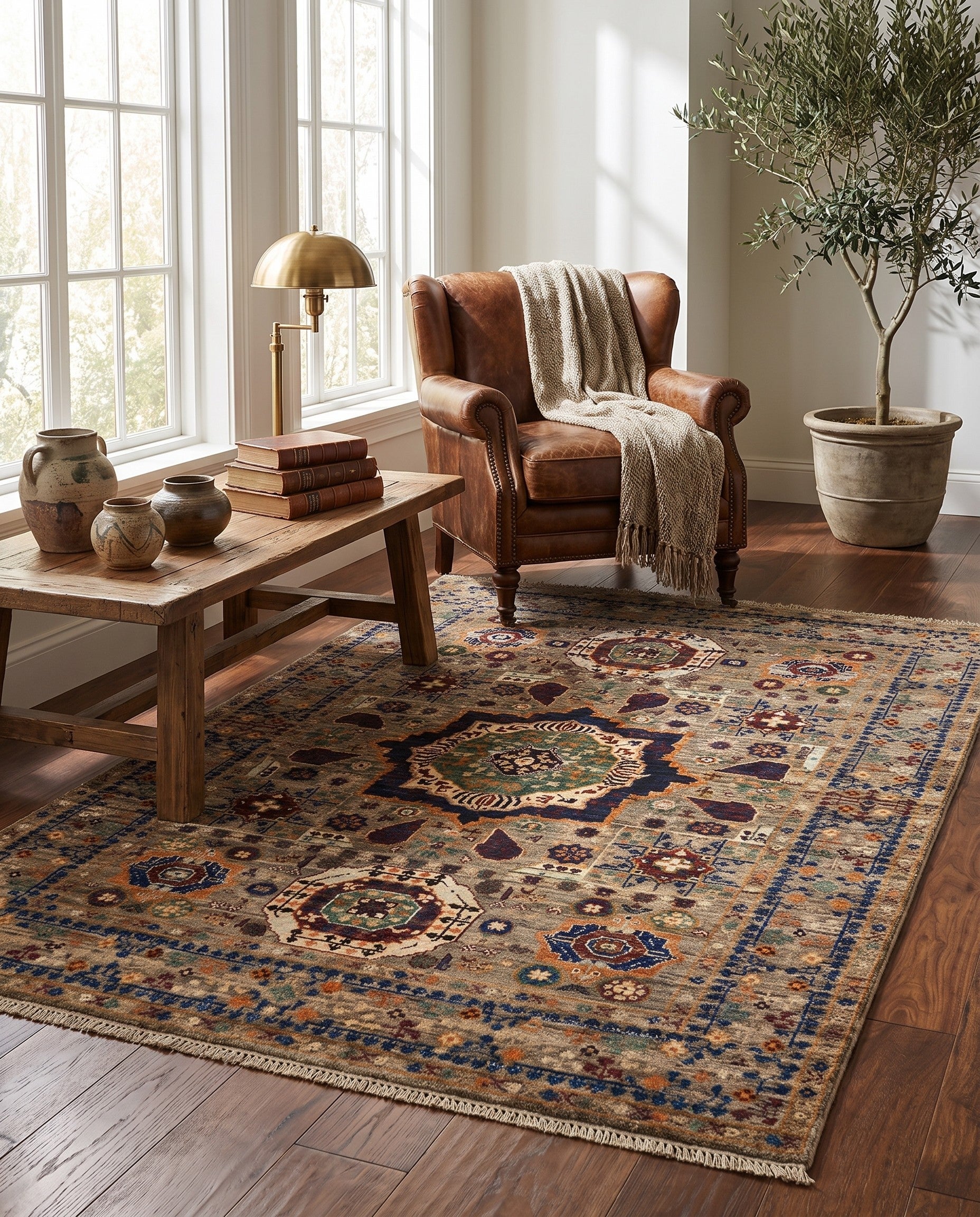 3' 5 x 5' 1 Hand Knotted Mamluk Ziegler Rug
