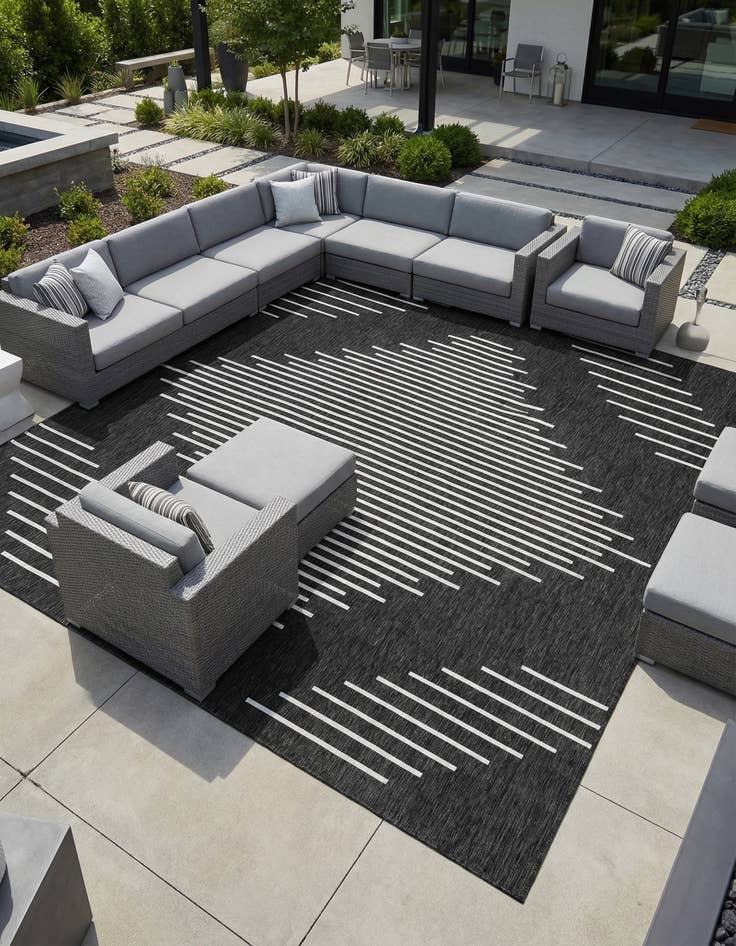 Detail image of 13' x 13'  Washable Modern Indoor / Outdoor Square Rug