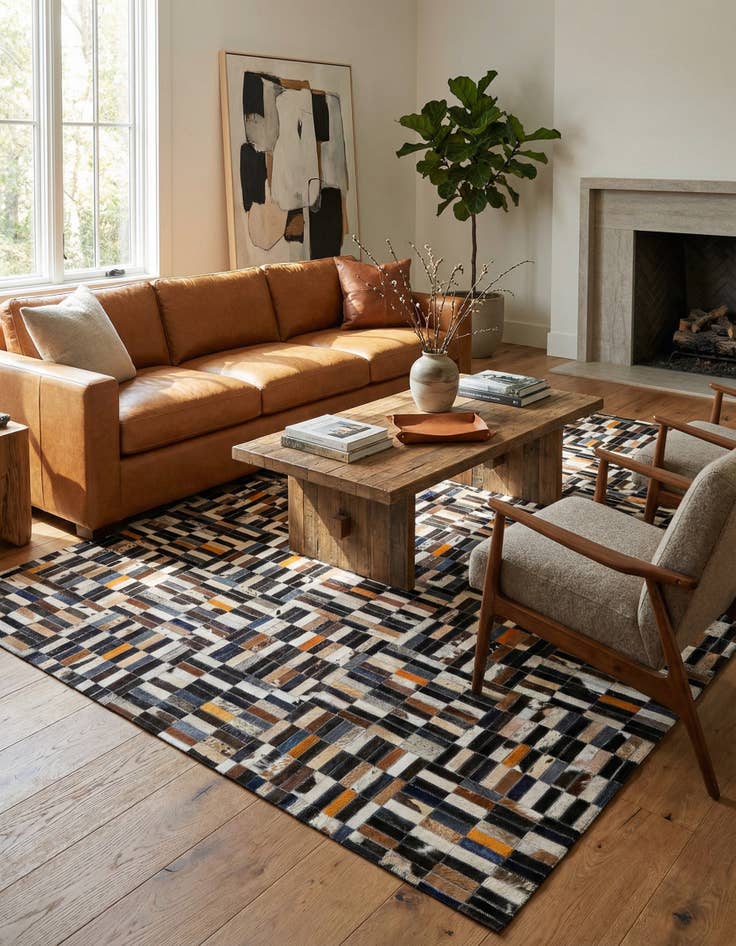 Detail image of 5' 1 x 7' 11 Cowhide - Patchwork Rug