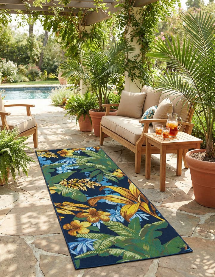 2' 7 x 7' Easy-Clean Botanical Indoor / Outd...