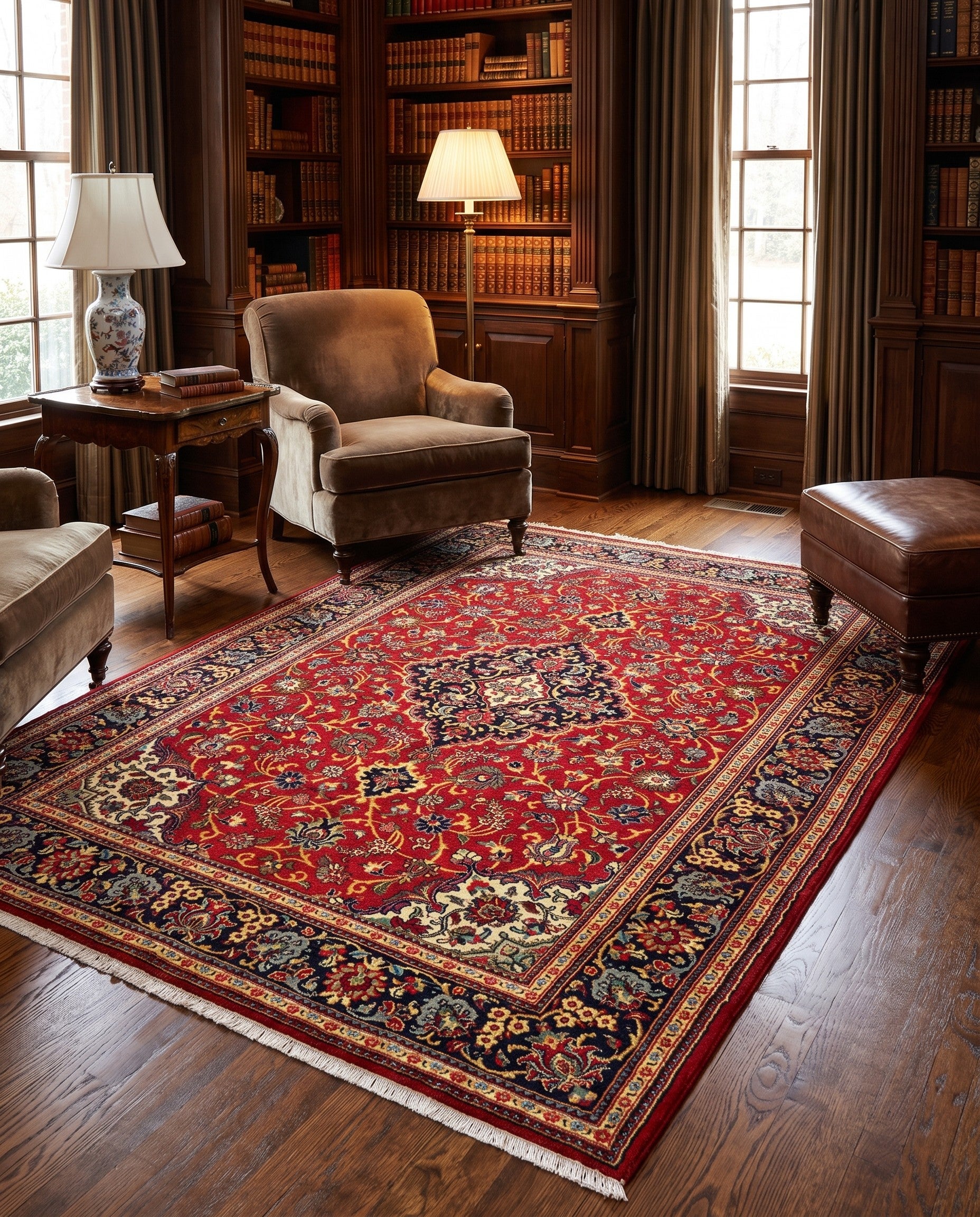 4' 10 x 7' 1 Hand Knotted Qom Persian Rug