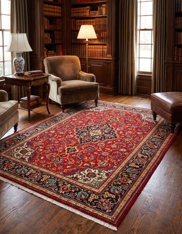 4' 10 x 7' 1 Hand Knotted Qom Persian Rug