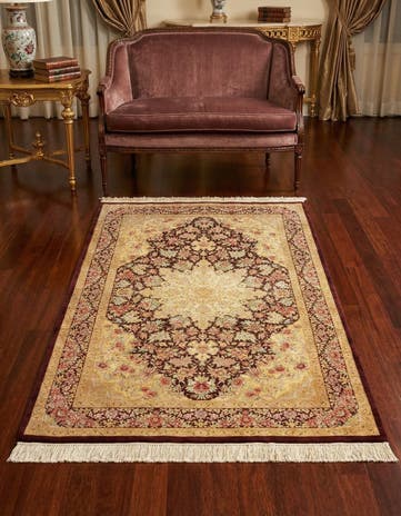3' 4 x 5' 3 Ghom Silk Rug