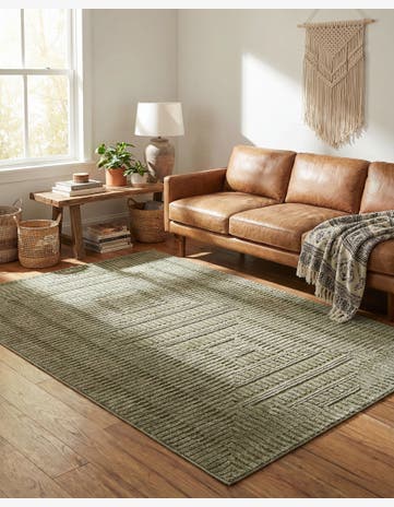 Vintage Army Green Textura Designer Rug