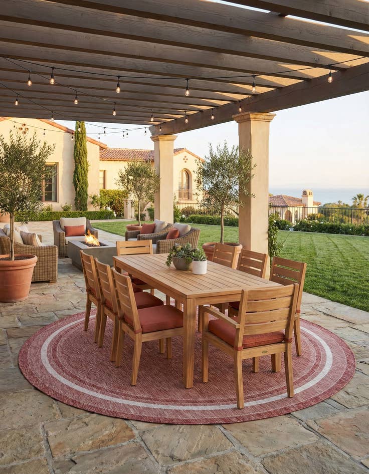 Detail image of  10' x 10'  Washable Border Indoor / Outdoor Round Rug