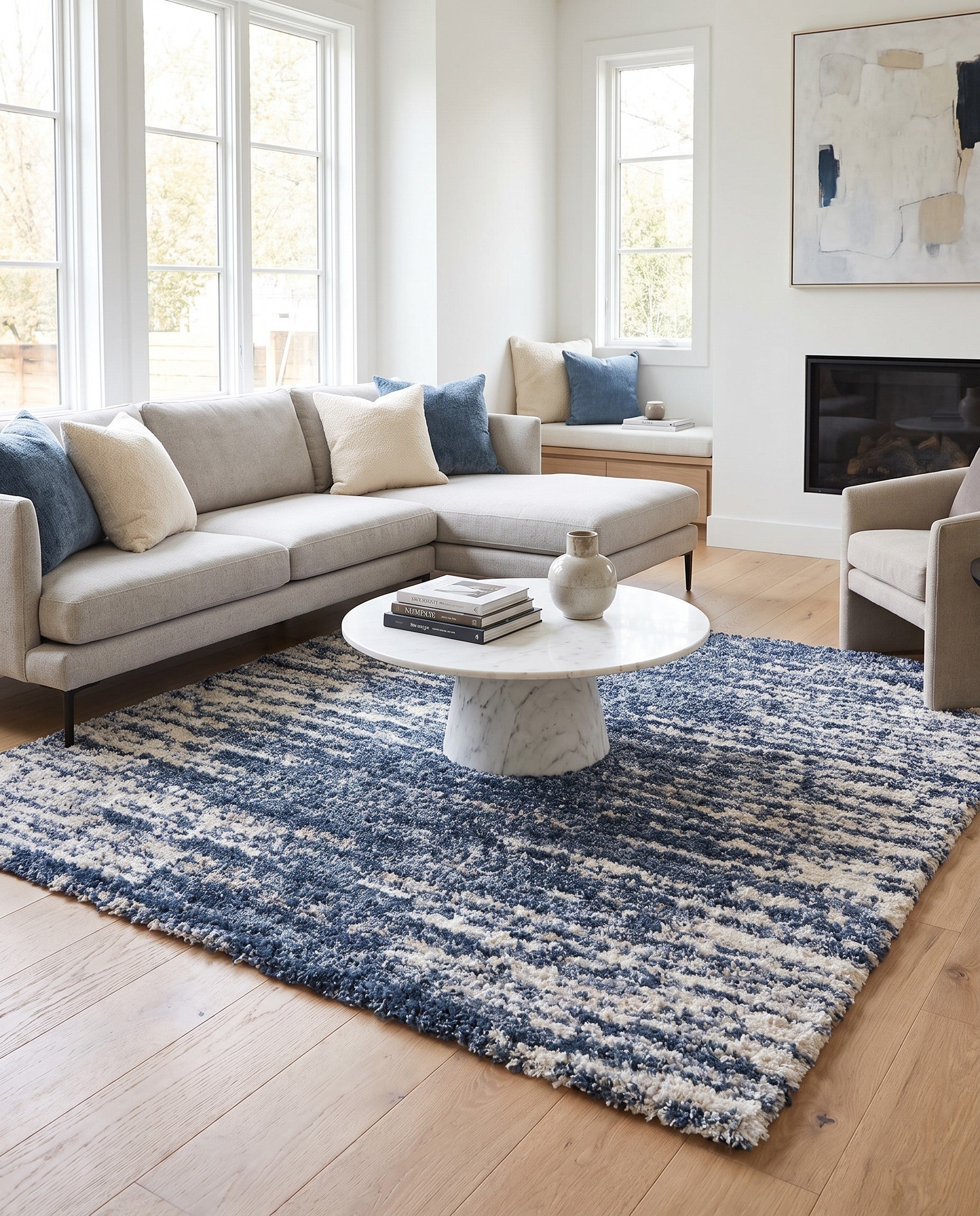 Blue Serenity Shag Square Rug