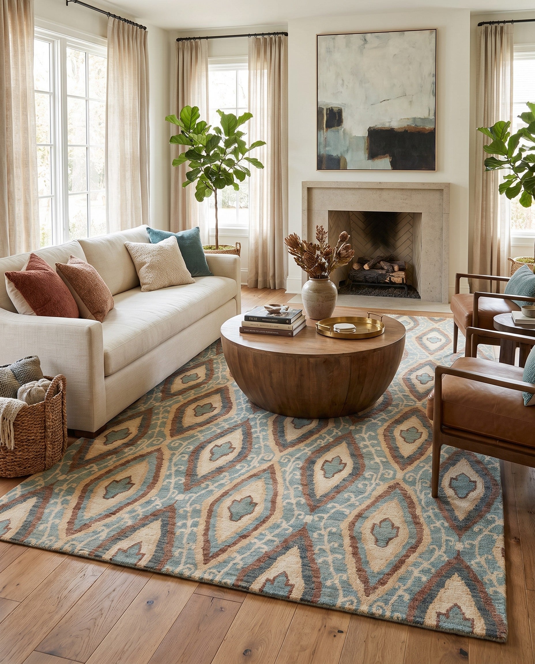 5' 7 x 10' 8 Hand Knotted Ikat Rug