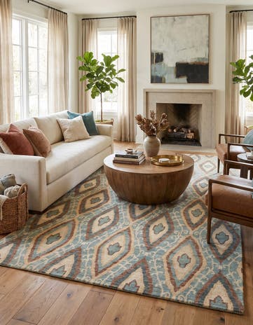 5' 7 x 10' 8 Hand Knotted Ikat Rug