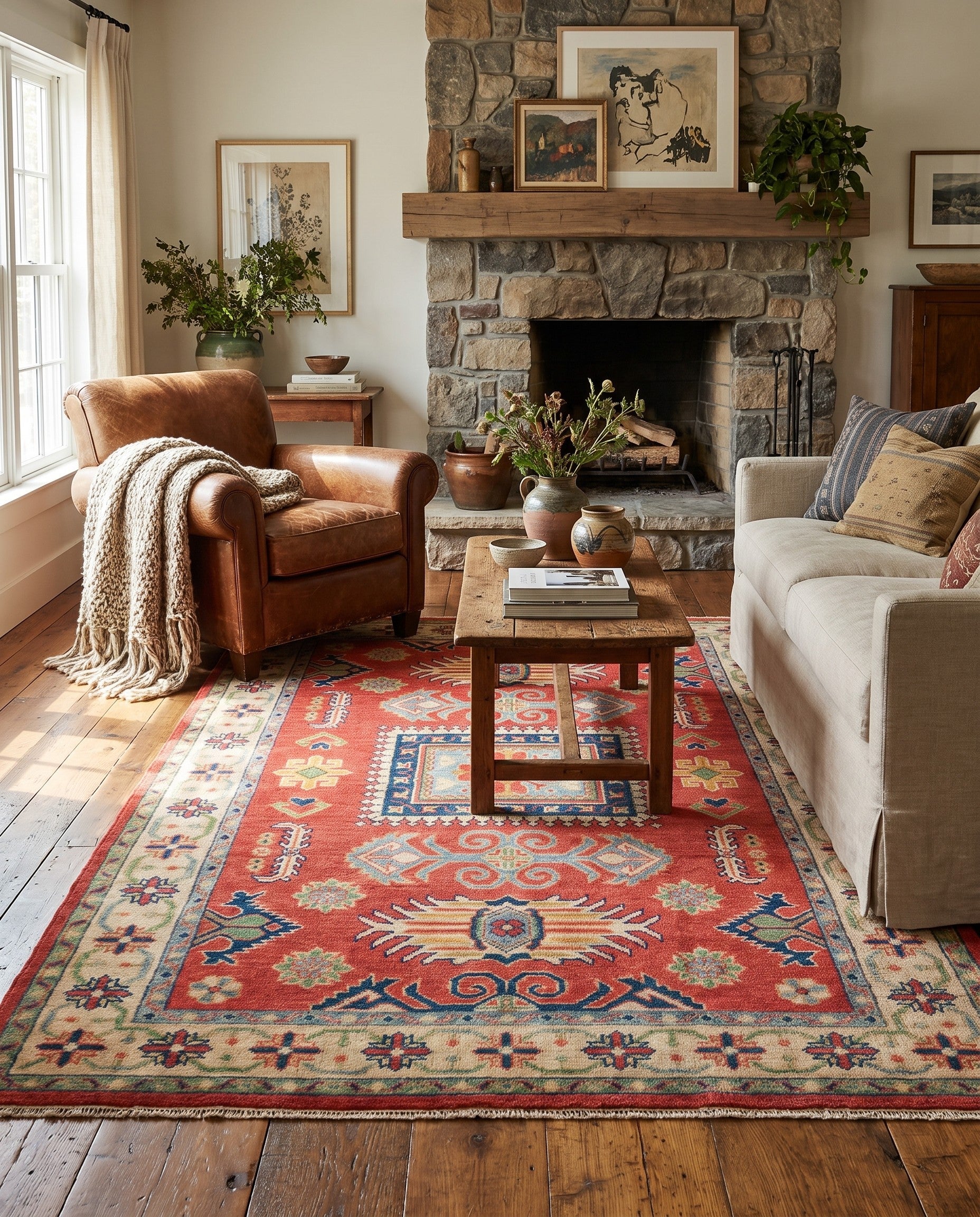 4' x 6' 3 Hand Knotted Kazak Rug