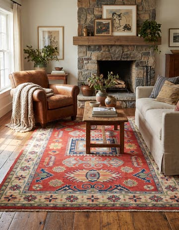 4' x 6' 3 Hand Knotted Kazak Rug