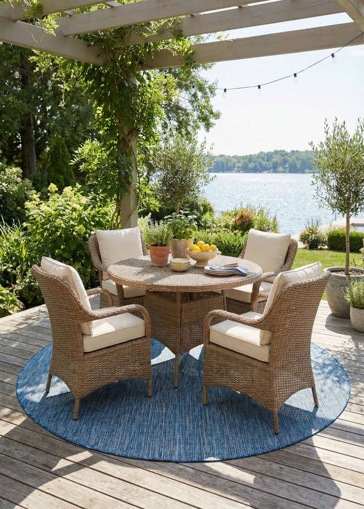 6' x 6' Easy-Clean Solid Indoor / Outdoor Round Rug