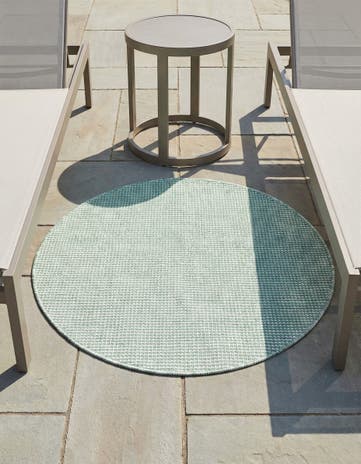 Palm Green Easy-Clean Jill Zarin Palm Springs Indoor / Outdoor Round Rug