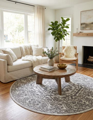 White Boston Round Rug