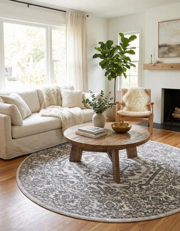 White Boston Round Rug