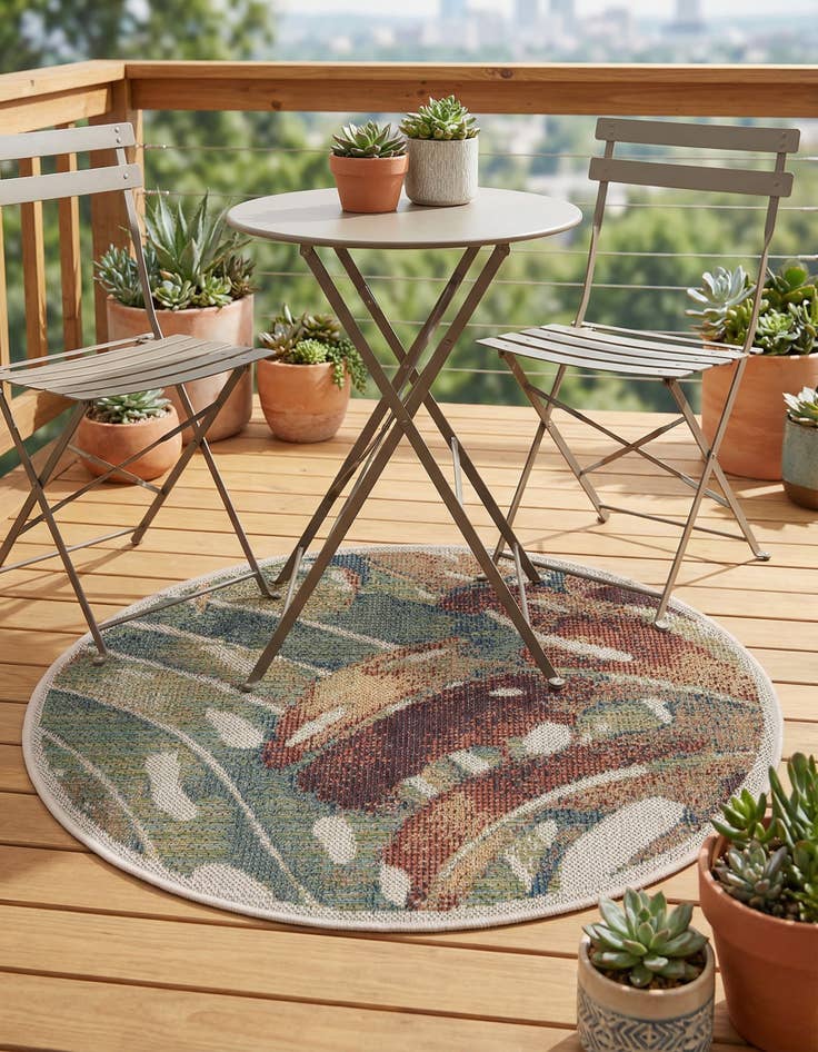 Detail image of 3' 3 x 3' 3 Washable Baja Indoor / Outdoor Round Rug