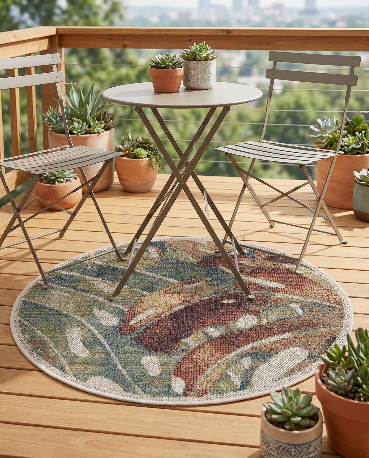 3' 3 x 3' 3 Easy-Clean Baja Indoor / Outdoor Round Rug
