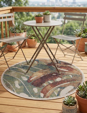 3' 3 x 3' 3 Easy-Clean Baja Indoor / Outdoor Round Rug