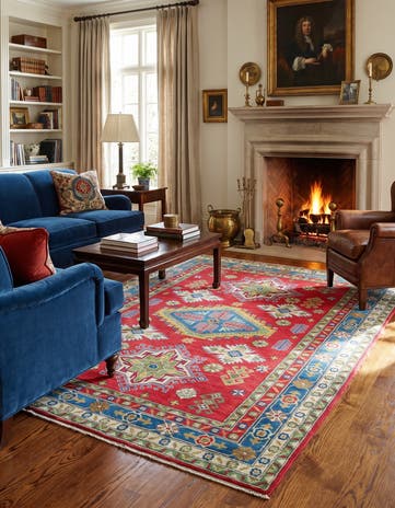 5' 11 x 9' 4 Hand Knotted Kazak Rug