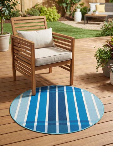 3' x 3' Easy-Clean Ribbon Indoor / Outdoor Round Rug