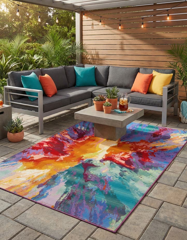 5' 3 x 8' Easy-Clean Modern Indoor / Outdoor...