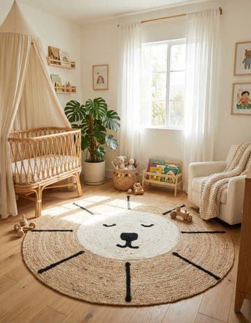 Natural and Ivory Kids Braided Jute Round Rug