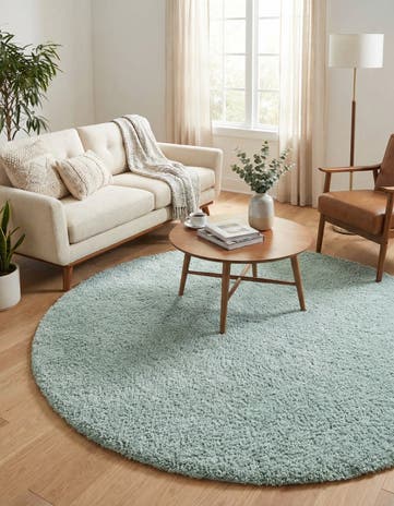6' x 6' Soft Solid Shag Round Rug