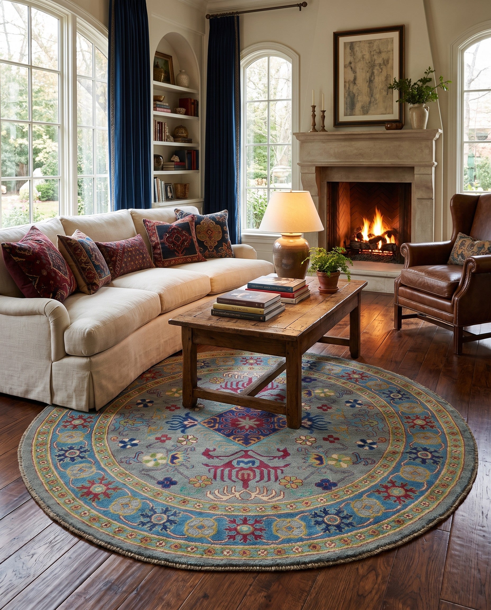 5' 9 x 5' 9 Hand Knotted Kazak Round Rug