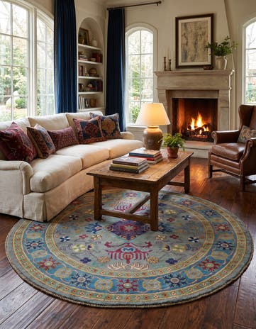 5' 9 x 5' 9 Hand Knotted Kazak Round Rug