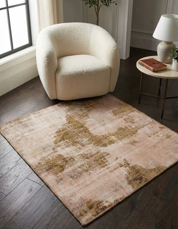 3' 10 x 4' 3 Hand Knotted Ultra Vintage Persian Wool Square Rug