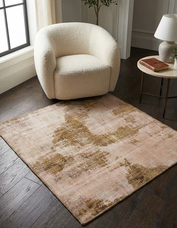 3' 10 x 4' 3 Hand Knotted Ultra Vintage Persian Wool Square Rug
