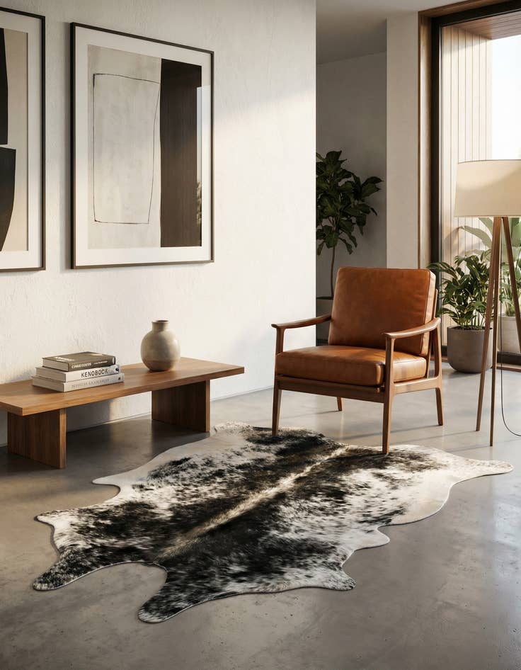 Detail image of 6' x 6' 8 Cowhide Leather Rug