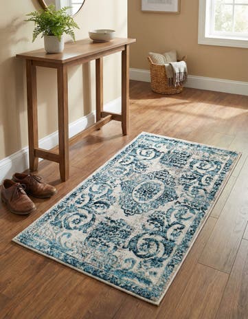 Ivory and Blue Finsbury Rug
