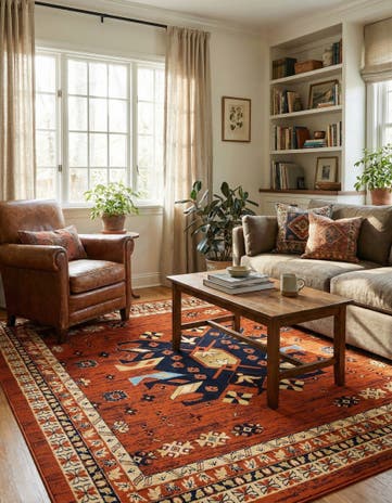 Terracotta Heris Square Rug