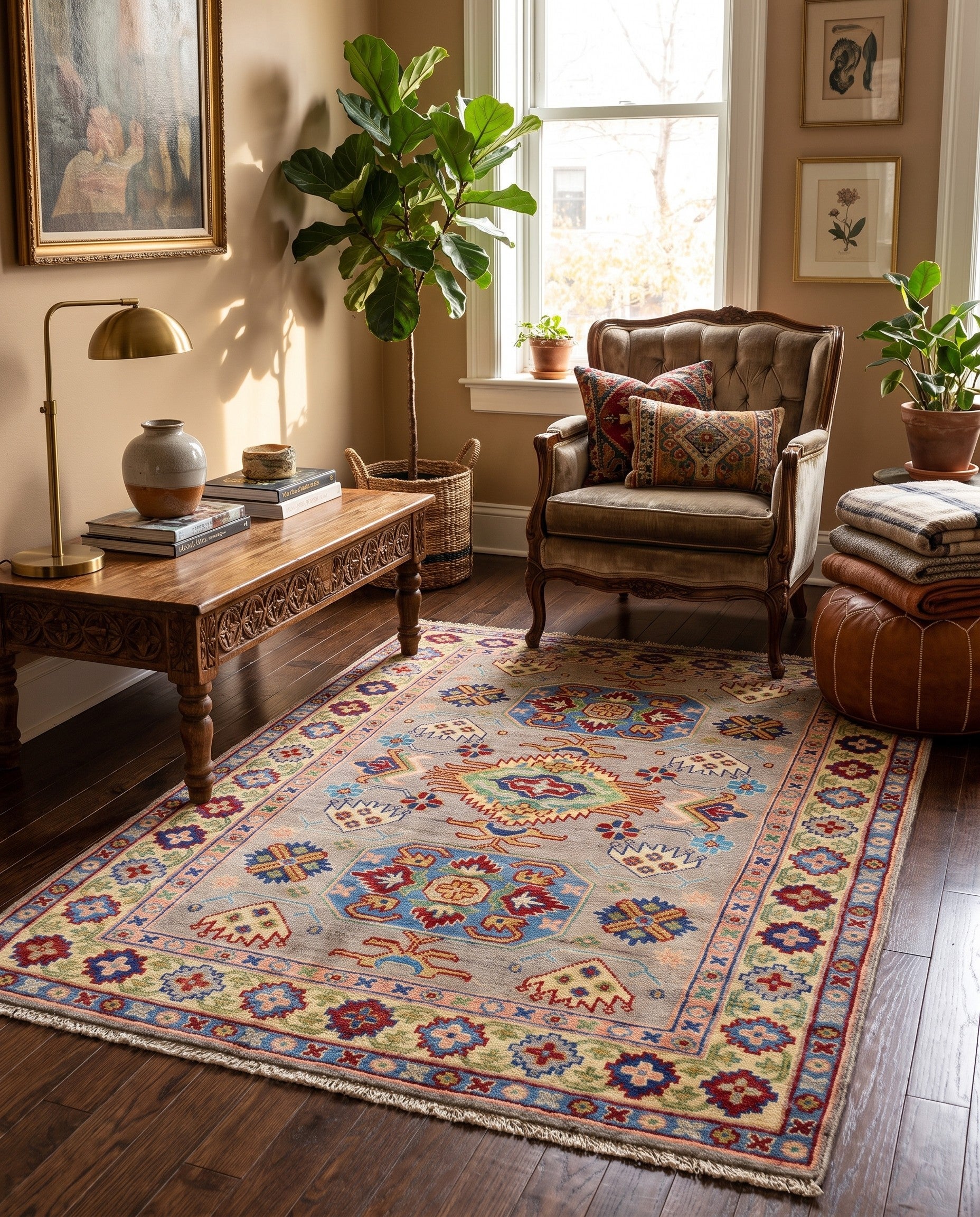 4' x 5' 10 Hand Knotted Kazak Rug