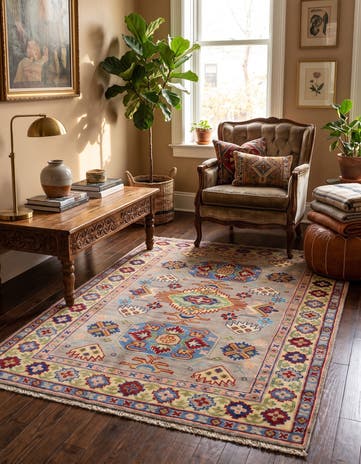 4' x 5' 10 Hand Knotted Kazak Rug
