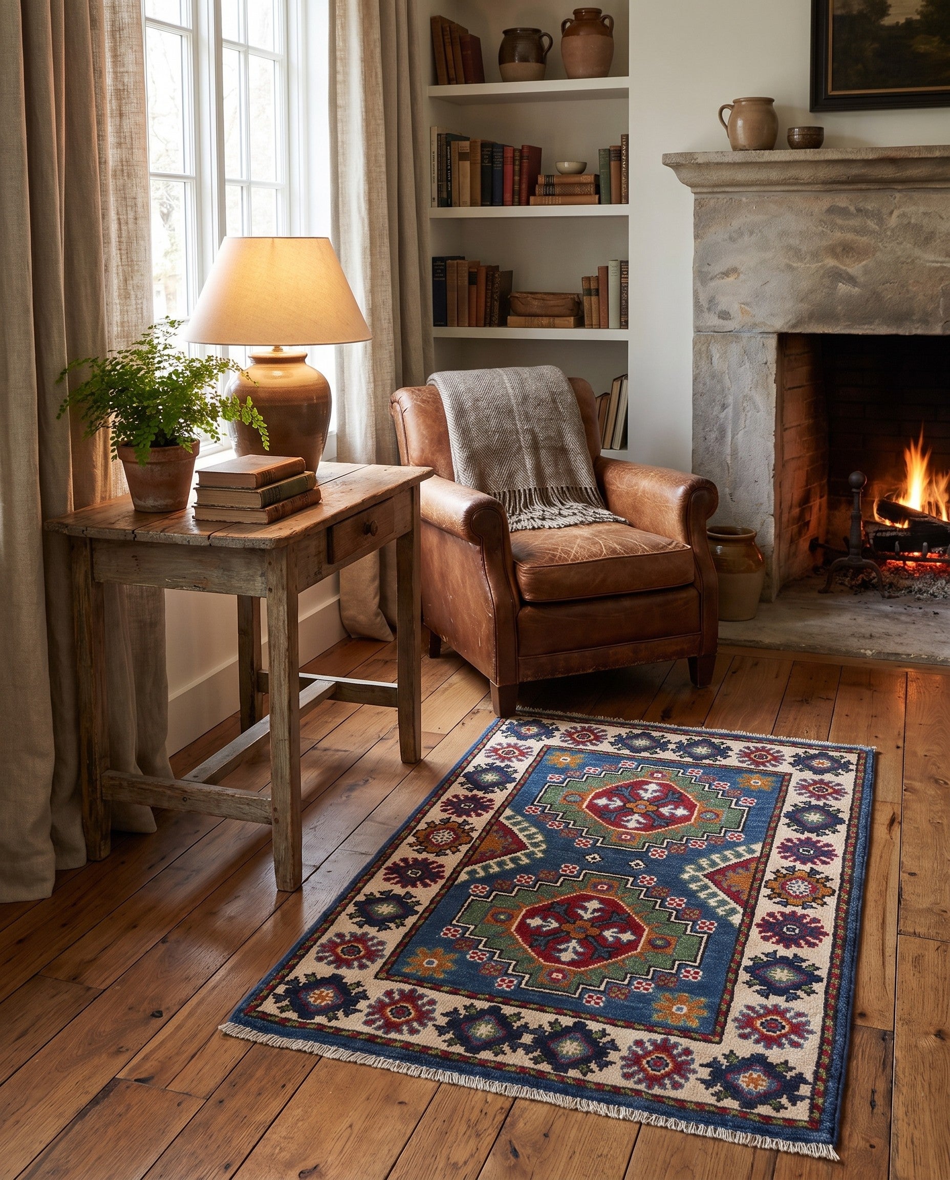 2' x 3' 1 Hand Knotted Kazak Rug