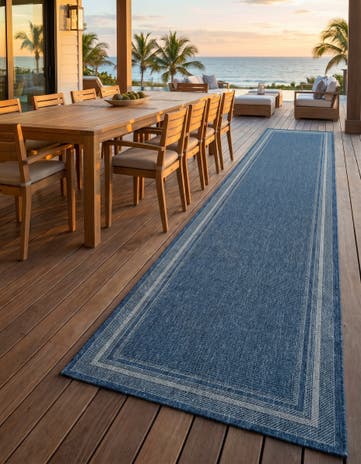 2' 7 x 14' Easy-Clean Border Indoor / Outdoor Runner Rug