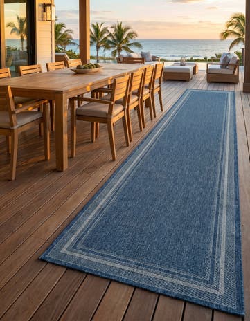 2' 7 x 14' Easy-Clean Border Indoor / Outdoor Runner Rug