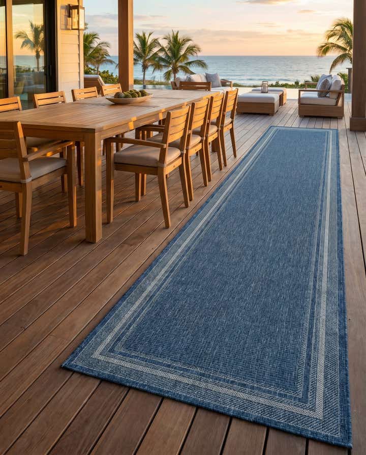 2' 7 x 14' Easy-Clean Border Indoor / Outdoor Runner Rug