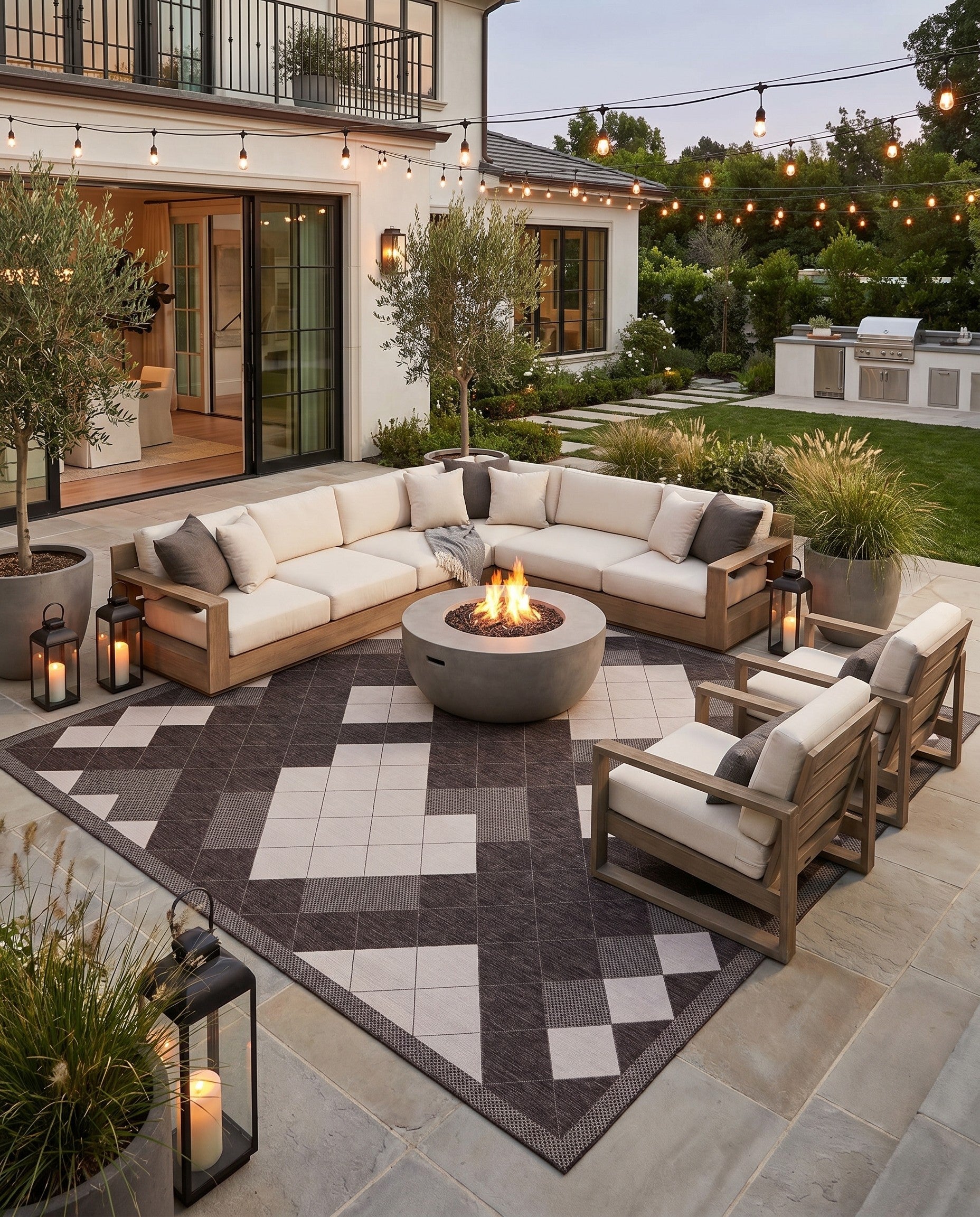 13' x 13' Easy-Clean Modern Indoor / Outdoor Square Rug